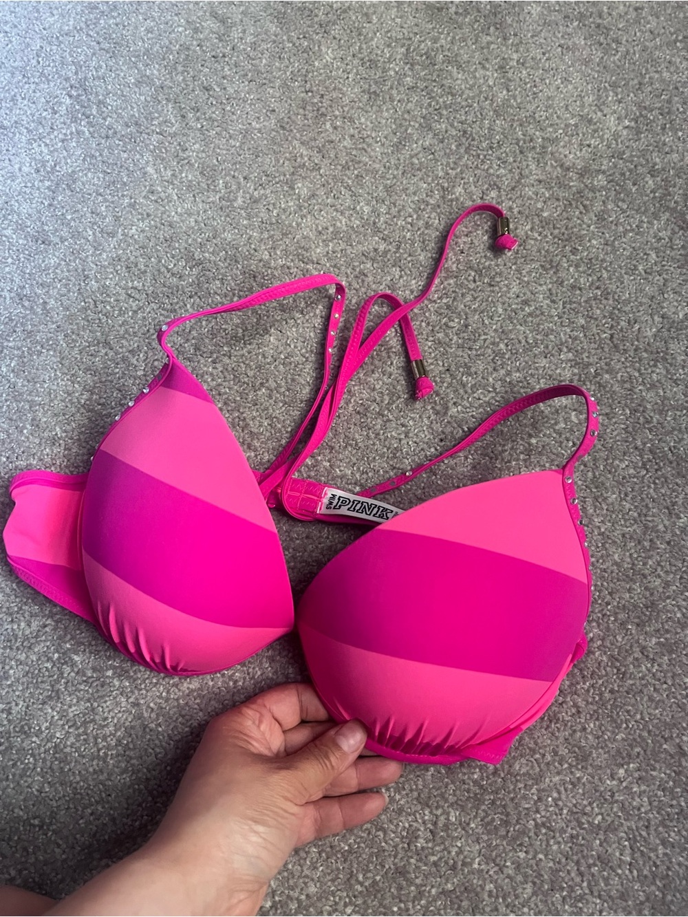PINK Victoria's Secret Two-Tone Hot Pink Bikini Top